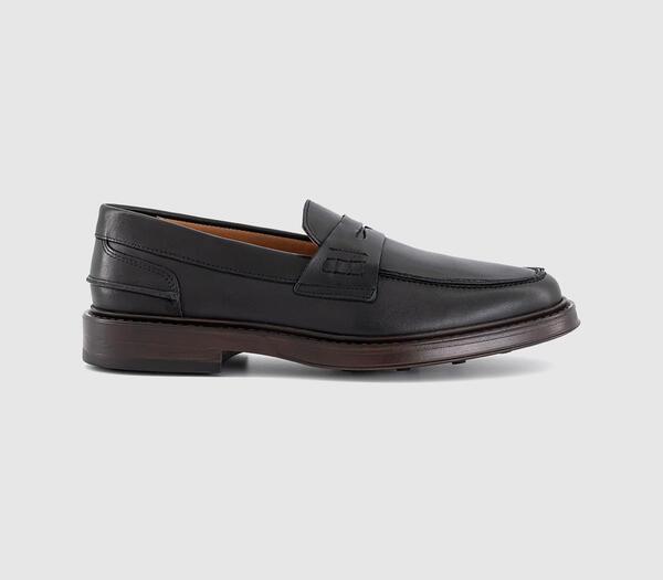  Poste Mens Perry Saddle Loafers Black Leather, 7 