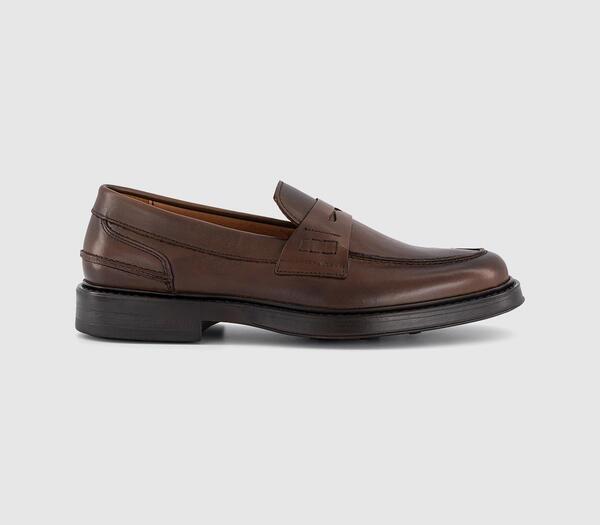  Poste Mens Perry Saddle Loafers Brown Leather, 6 