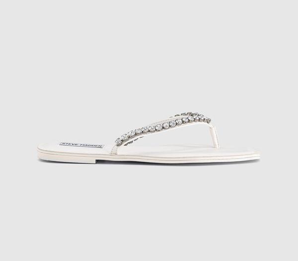  Steve Madden Womens Kustom Flip Flops White, 3 