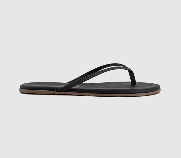  Tkees Womens Lily Liners Flip Flops Black, 4 