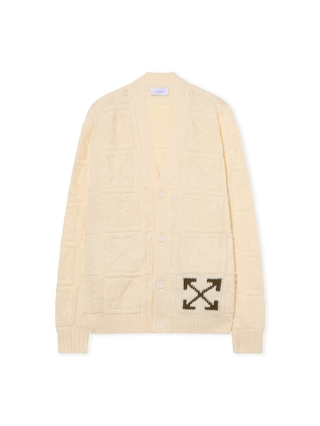  Off White Arrow 3d Stitch Cardigan - Male  Cream - Beech S 