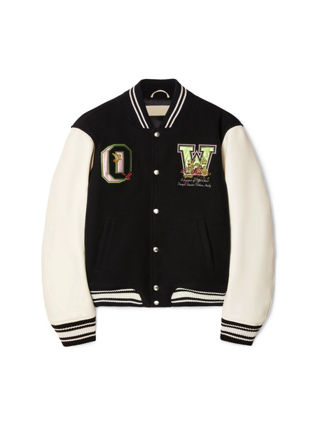  Off White Black Flowers Varsity Jacket - Female  Black 40 