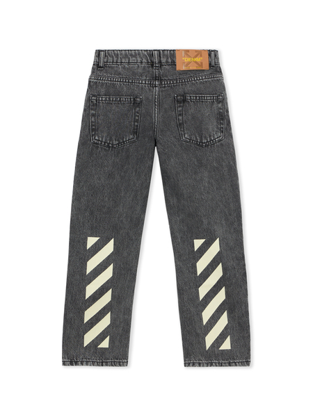  Off White Bookish Diagonal Jeans - Kids Clothing Medium Grey 4 
