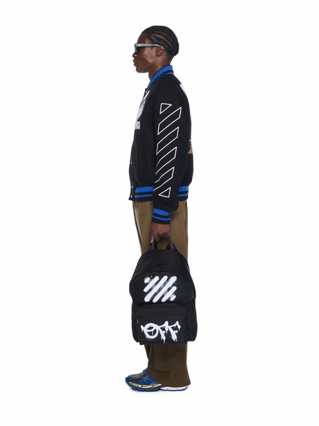  Off White Diagoonal Spray Backpack - Male  Black - White O/s 