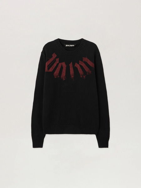  Palm Angels Big Neck Logo Sweater Man  Black Burgundy 