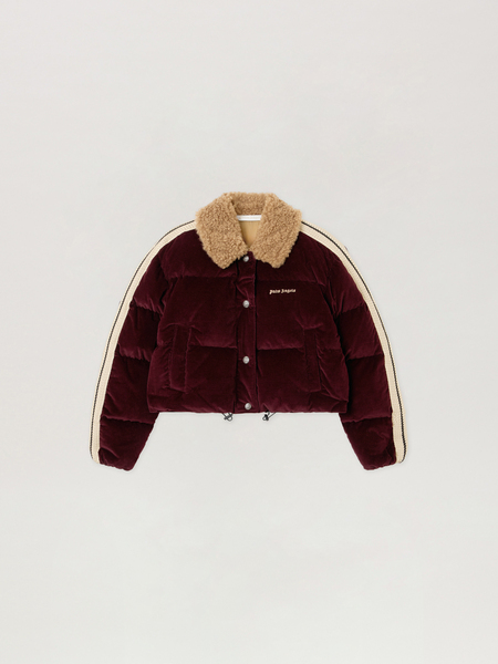  Palm Angels Classic Logo Cord Down Jacket Woman  Burgundy - Brown 