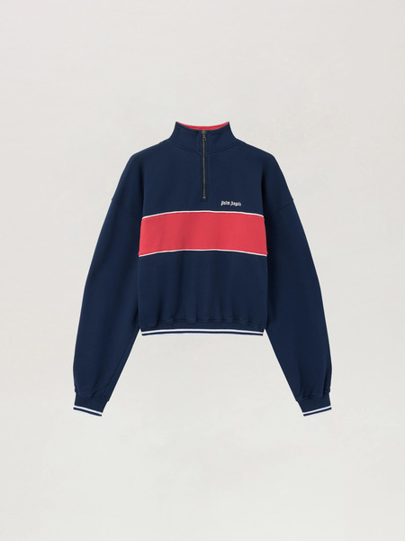  Palm Angels Classic Logo Half-zip Sweatshirt Woman  Navy Blue Red 