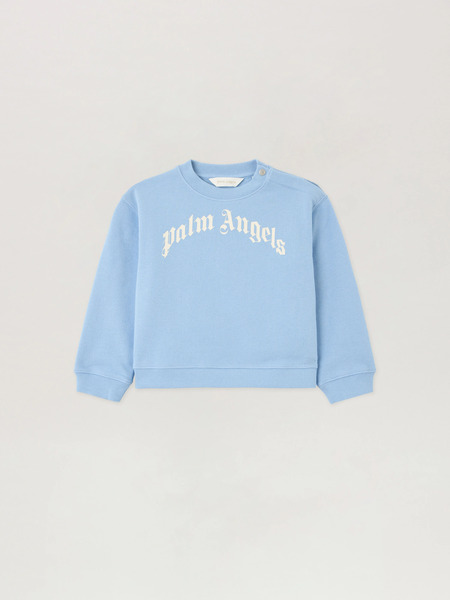  Palm Angels Curved Logo Crewneck Sweatshirt Kids  Celeste/light Blue 