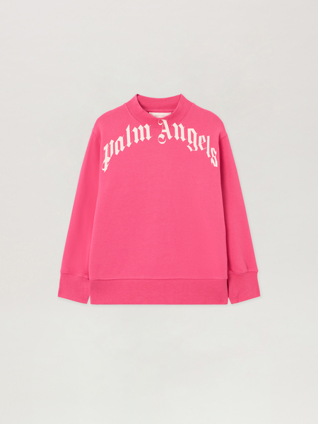  Palm Angels Curved Logo Crewneck Sweatshirt Kids  Fucsia/fuchsia 