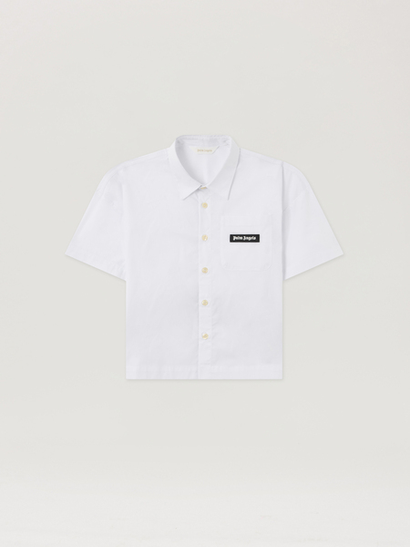  Palm Angels Curved Logo Short-sleeve Shirt Kids  Off White 