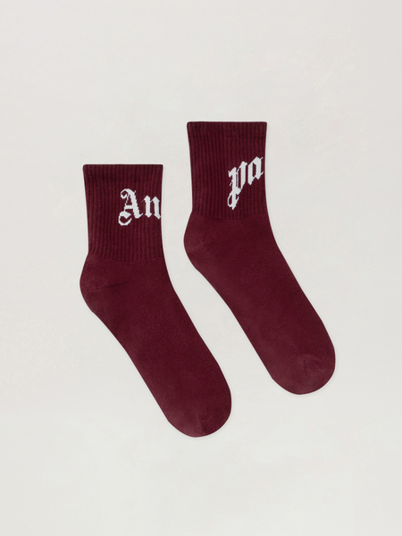  Palm Angels Curved Logo Socks Man  Burgundy - Off White 