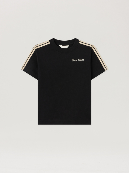  Palm Angels Curved Logo Stripe T-shirt Kids  Nero/black 