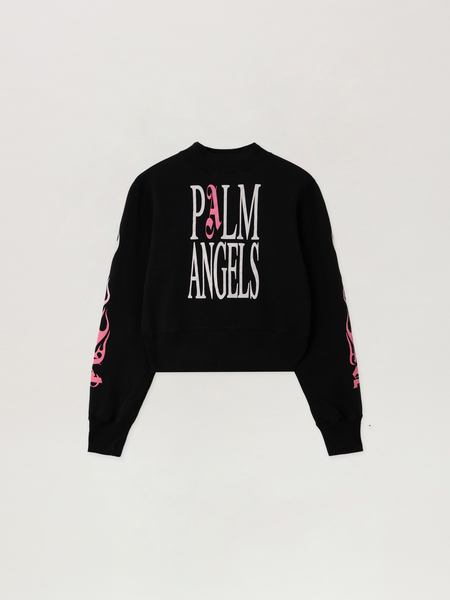  Palm Angels Flames Fitted Crew Sweatshirt Woman  Black - Multicolor 