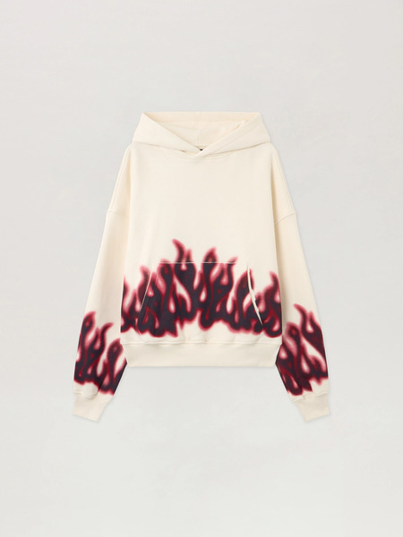  Palm Angels Flames Loose Hoodie Man  Off White - Multicolor 