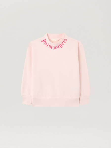  Palm Angels Neck Logo Brushed Crew Sweatshirt Kids  Rosa/pink 