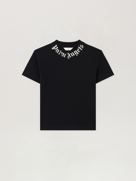  Palm Angels Neck Logo Brushed Tee Kids  Nero/black 