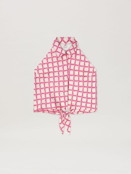  Palm Angels Net Logo Open Back Shirt Woman  Ivory - Fuchsia 