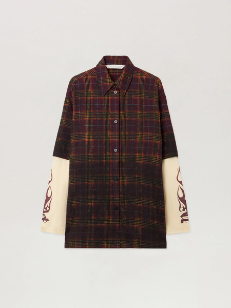  Palm Angels Overdyed Check Flames Shirt Woman  Burgundy - Multicolor 