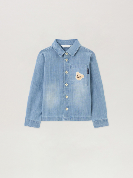  Palm Angels Patch Logo Chambray Shirt Kids  Celeste/light Blue 