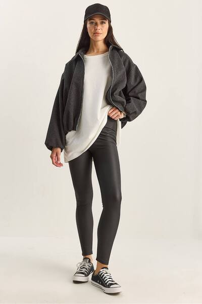  Bianco Lucci Faux Leather Legging, Black 