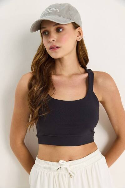  Bianco Lucci Fitted Square Collar Crop Blouse, Dark Grey 