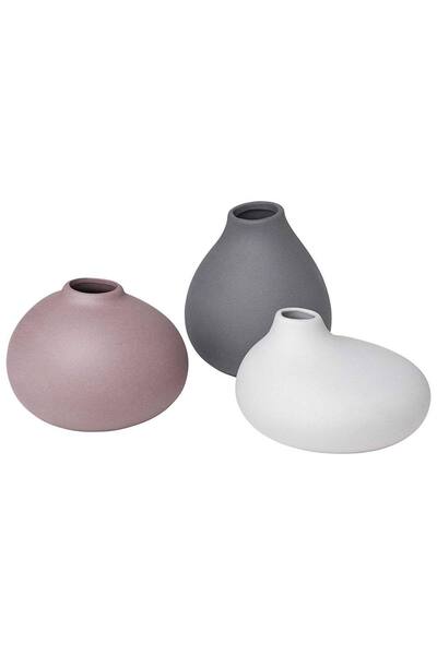  Blomus Nona Set Of 3 Porcelain Vases - Bark/micro Chip 