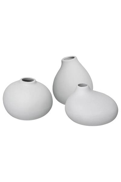  Blomus Nona Set Of 3 Porcelain Vases - Micro Chip, Grey 