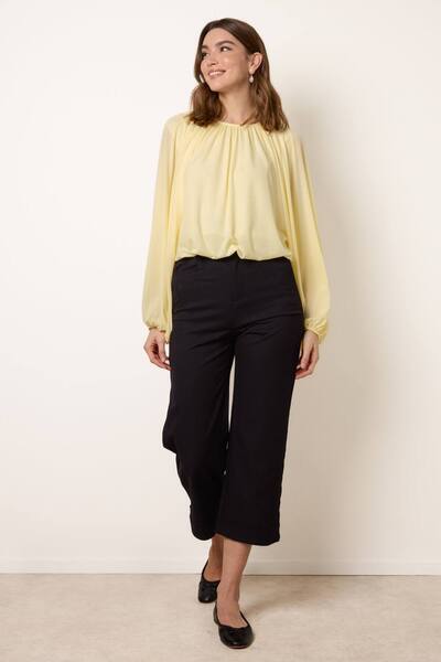  Blue Vanilla Lemon Batwing Puffball Blouse 