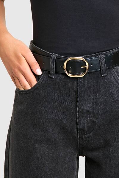  Boohoo Angled Buckle Belt, Black 