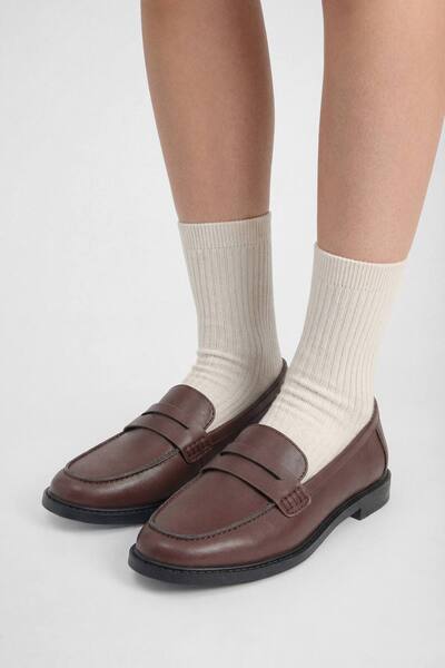  Boohoo Basic Flat Loafers, Chocolate 
