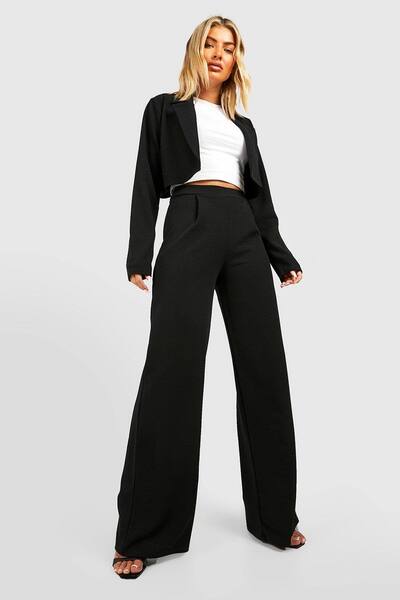  Boohoo Boohoo Basics Wide Leg Trousers, Black 
