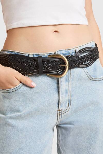  Boohoo Black Braided Detail Belt 