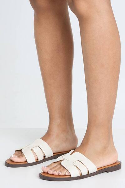  Boohoo Caged Detail Mules, Beige 