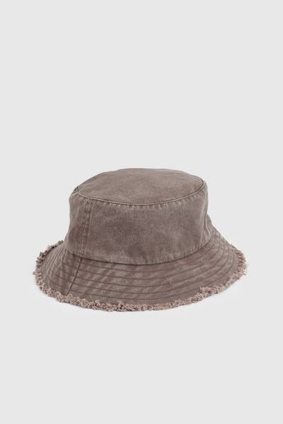  Boohoo Chocolate Frayed Edge Bucket Hat 