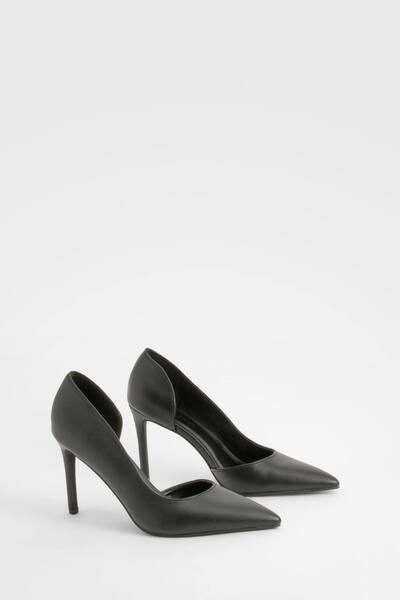  Boohoo Cut Out Basic Mid Height Court, Black 