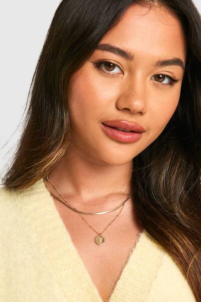  Boohoo Dainty Gold Layered Pendant Necklace 