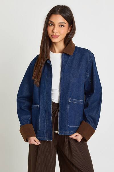 Boohoo Denim Barn Jacket, Rinse 