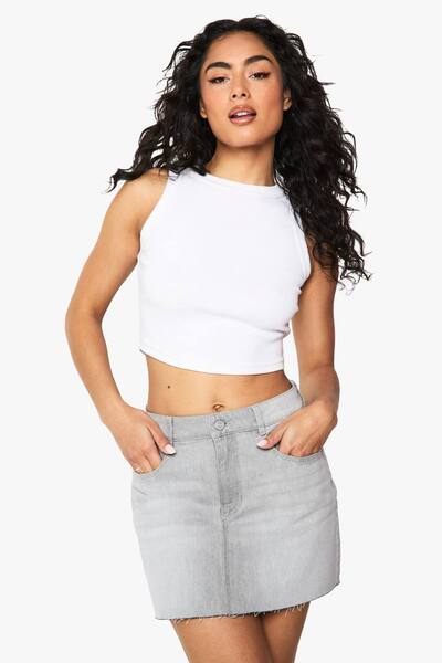  Boohoo Denim Mini Skirt, Grey 