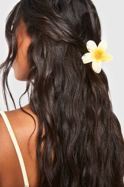  Boohoo Embellished Large Flower Claw Clip, Lemon 