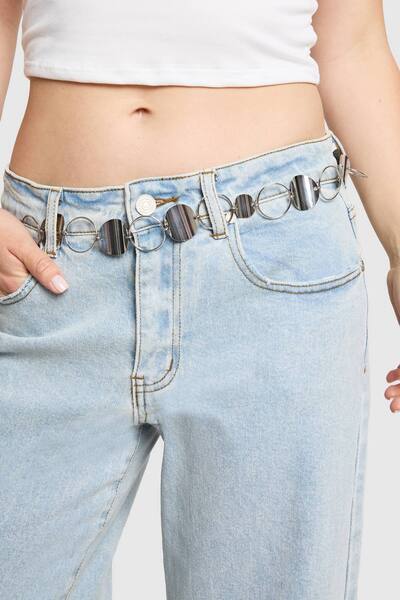  Boohoo Gold Circle Chain Belt, Silver 