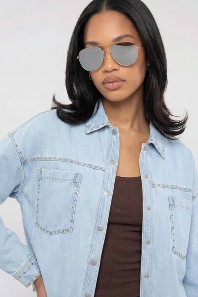  Boohoo Gold Metal Framed Aviator Sunglasses 