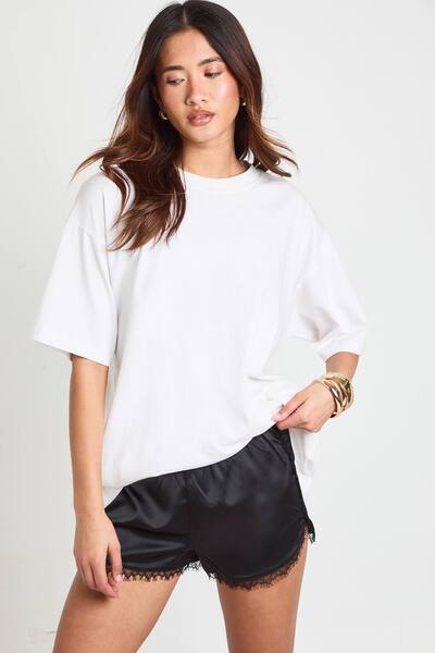  Boohoo Lace Trim Runner Short, Black 