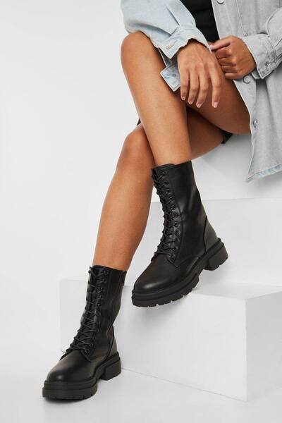  Boohoo Lace Up Hiker Boots, Black 
