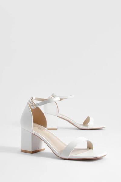  Boohoo Low Block Barely There Heels, White 