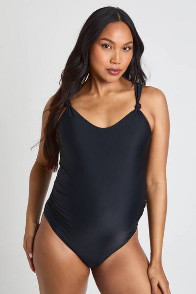  Boohoo Maternity Knot Detail Swimsuit, Black 