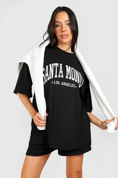  Boohoo Maternity Santa Monica Oversized T-shirt, Black 