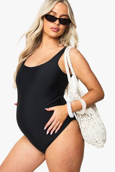  Boohoo Maternity Square Neck Swimsuit, Black 