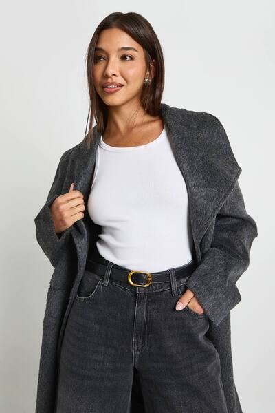  Boohoo Oval Buckle Detail Belt, Black 