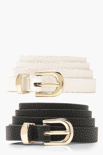  Boohoo 2 Pack Basic Skinny Belt 