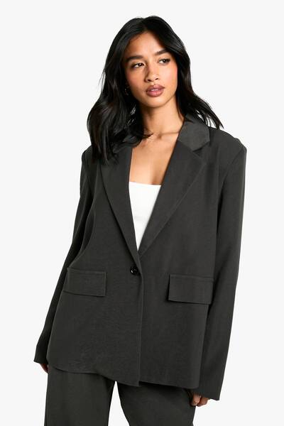  Boohoo Petite Oversized Blazer, Charcoal 